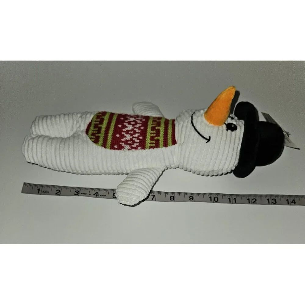 Christmas Holiday Plush Snowman Pet Dog Toy Squeaky White Ribbed Rite Aid w/TAG